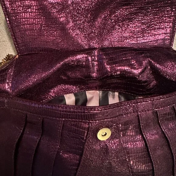 Temperley London Metallic Plum Embossed Leather Chain Shoulder Bag NWOT - Picture 8 of 16